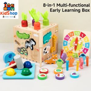 8-In-1 Wooden Montessori Carrot Shape Puzzle - Early Learning Sensory Toy For Kids Ages 3-6 Color Varies