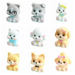 BANDA 9pcs Small Size Dogs Decorations Cartoon Animal Resin  Decorations Fun Creative Dog Ornaments  Use