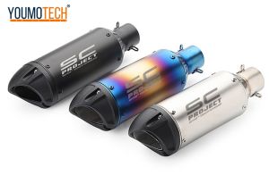 (Left&Right) 51MM Universal Motorcycle Exhaust Muffler Escape Moto Dirt Bike Scooter Exhaust Pipe Power Pipe For Yamaha MT07 MT09 R1 R6 R15 R3 Ninja 300 NVX155 Honda CBR150R ER-6N Z800 Z1000 MIO wave 110i etc