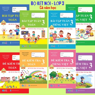 Sách - Trọn Bộ Bài Tập Tuần Đề Kiểm Tra Toán và Tiếng Việt Lớp 3 - Kết Nối - Cả năm học (8 quyển)