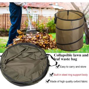 MAKERVY Foldable Trash Can With Handle Oxford Durable Pop-up Trash Can Portable Waterproof Camping Trash Can Outdoor Use