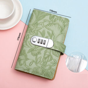 [Can Hold 100 Sheets] Embossed Password Savings Book Budget Money Organizer PU Leather Money Saving Binder Couples 100-day Challenge Activity Record Book