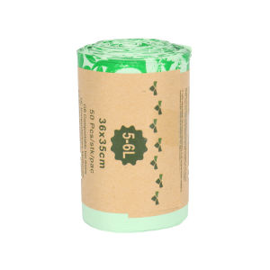 Garbage bags. Corn starch biodegradable garbage bags. Kitchen household. Compostable. Flat garbage bags