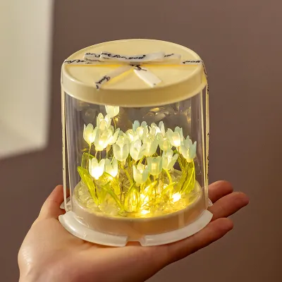 LED Night Light DIY Tulip Lamp Handmade Craft Night Light Simulation Flower Valentines Day Birthday Gift