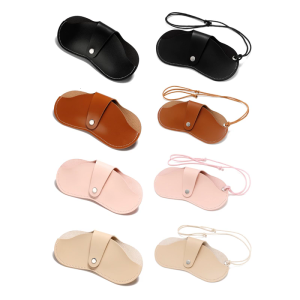 Convenient Neck Straps Spectacle Box Stylish Leather Eyeglass Container Suitable for Outdoor Activity
