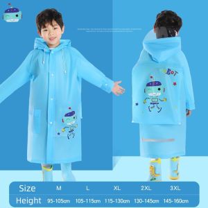 Cartoon Kids Raincoat EVA Waterproof Lightweight Thicken Raincoat with School Bags Eeflective Strip Rainwear Kapote for Kids 3-10Y