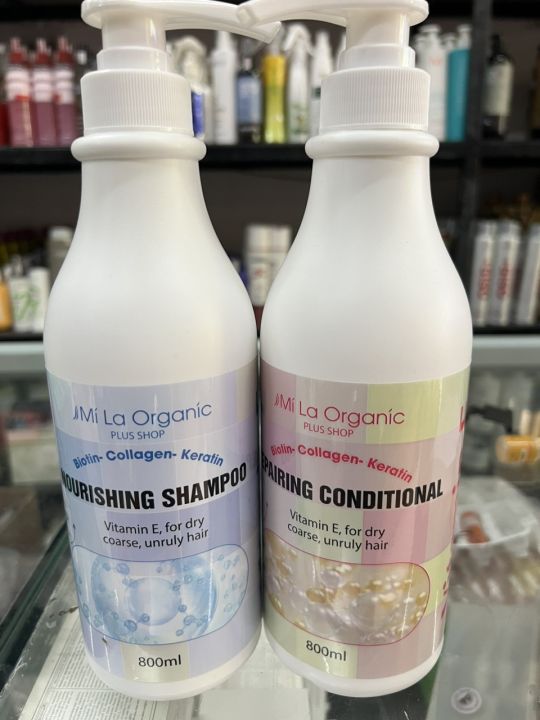 Cặp Dầu Gội Xả Ngăn Gàu Rụng Kích Thích Mọc Tóc MI LA ORGANIC 800ml x2 ...