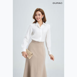 [MUA 2 GIẢM 70K] Áo Sơ Mi Nữ Tay Dài GUMAC Áo Kiểu Công Sở Lụa Trơn Basic Cơ Bản Nẹp Đôi Giấu Nút Thanh Lịch BAE00003