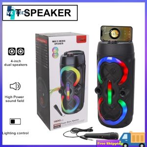 [ VKTECH ] Portable Subwoofer Music Player with Mic & Radio Heavy Bass Sound Speaker Rechargeable Audio Loud Speaker for Home Gathering Party