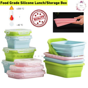 🇲🇾 Silicone Folding Food Grade Lunch Box Microwave Picnic Fridge Storage Box Kotak makan Lipat 硅胶食品级折叠饭盒微波炉野餐便当盒冰箱收纳盒保鲜盒