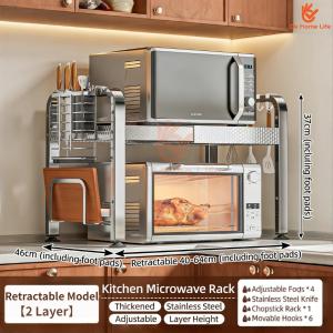 SG Stock Kitchen Counter Shelf with Utensil Hooks Space-Saving Kitchen Organizer Rack Heavy Duty Kitchen Storage Rack