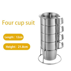 Stainless Steel Coffee Cup Set 4/6Pcs Portable Drinkware Set Coffee Mug Double Insulated Water Cup Combination Beer Milk Tea Cup With Handle