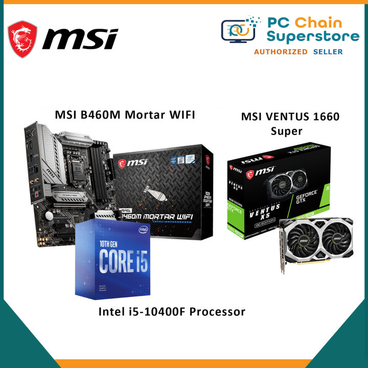 Intel i5-10400F 10th Gen Processor + MSI B460m Mortar Wifi