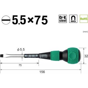 Vessel Obeng Ketok Ball-Grip Tang-Thru Screwdriver No.230 Plus Minus Magnet Panjang Pendek