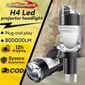 H4 Led Projector headlight Mini Lens Bi Led Lens 80000LM Headlight Bulbs 1:1 Plug Play 9002 HB2. 