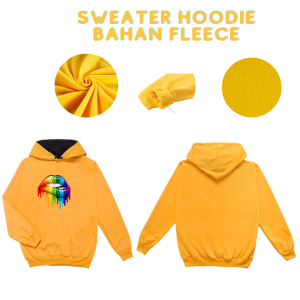 Switer Hody Wanita / Hoodie Wanita Bahan Fleece / Hoodie Korea Style Cowo Dan Cewe / Hudy Motif Rainbow Lips / Cod