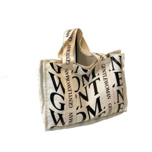 GYYT Polyester Letter Gentlewoman Handbags Large Capacity Zipper Woman Canvas Bag 7 Styles Printed Shoulder Tote Bag Women