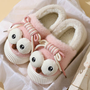 Dép cotton đế dày mắt bông tròn dễ thương dép bông nam nữ đi trong nhà ấm áp dành cho mùa thu đông (tăng size)