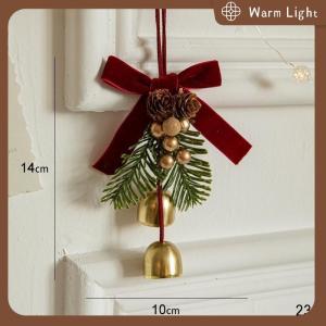 Warm Light Butterfly Knot Pinecone Bell Hanging Ornament Wall Car Gate Xmas Tree Pendant Ornament Home Christmas Tree New Year Decoration
