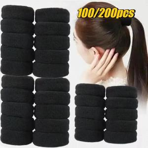 100Pcs Black High Elasticity Seamless Soft Hair Ties/Women Ponytail Holder Hair Ropes