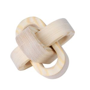GENENIC Art Craft Wood Knot Ornament Handmade Hand-carved Wooden Chain Ball Rustic 3-Link Chain Wooden Buckle Table