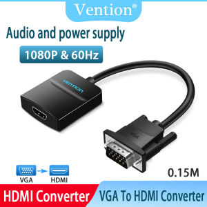 Vention VGA To HDMI Converter 1080P HD with Audio Video Adapter Power Supply and Independent Audio Port for Laptop Desktop TV Monitor Projector VGA to HDMI Converter