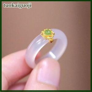 tuokaiguoji Trung Quốc retro giả ngọc Nhẫn thời trang tinh tế đá đồ trang sức tối giản Hanfu phù hợp với tay đồ trang trí