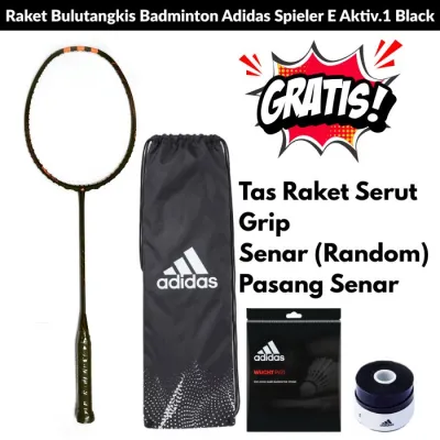 Raket Bulutangkis Badminton Adidas Spieler E Aktiv.1 Black GRATIS senar grip dan tas