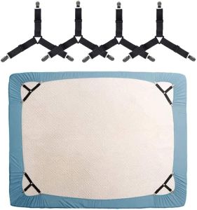 EH 2pcs/4pcs Bed Sheet Straps Suspenders Duvet Mattress Covers Clips Sofa Cushion Fasteners Up For California King Size Bed