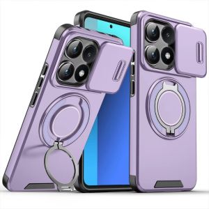 Casing For Xiaomi 14T Pro 2024 5G Luxury Magnetic Shockproof Push Window Cover For 14TPro 14 T Xiaomi14T Xiaomi14TPro Stand Holder Protection Back Cases