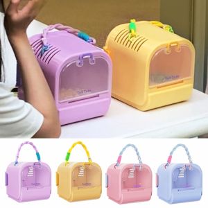 HEALMEYOU Breathable Hamster Carrier Cage Plastic Large Space Hamster Carry Case Detachable Visible Small Pet Ventilated Cage Guinea Pigs