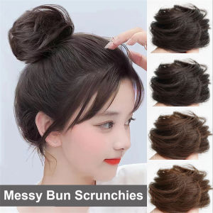 Ball Head Fake Scrunchie Hair Bun Straight Hair Messy Hair Band Elastic False Hair Pieces for Women Headwear