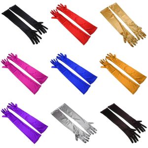 GENENIC Temperament Fashion Design Korean Apparel Accessories Solid Color Bridal Gloves Satin Women Long Gloves Arm Warmer Full Finger Gloves Party Formal Gloves