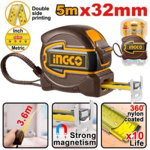 Buildmate x INGCO Steel Measuring Tape 5M & 8M x 32MM Metric/Imperial Auto Lock Impact Case HSMT80532 / HSMT80832 IHT