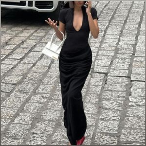 ชุดเดรส แขนสั้น แบบยาว กระโปรงยาว แฟชั่น พับ โชว์หุ่นของคุณ ลึกวี ผ่า เสน่ห์ สง่างาม