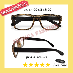 Kacamata Corak Kotak Flannel Coklat Lensa Plus Rabun Dekat Tersedia Ukuran +1.00 s/d +3.00 Bentuk Kotak Full Rim Cocok Untuk Pria Wanita - GRATIS HARDCASE