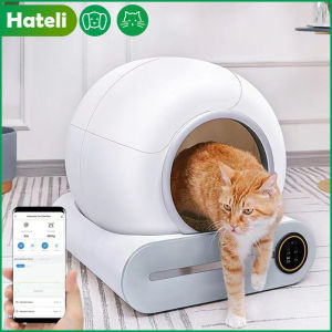 HATELI 65L Automatic Smart Cat Litter Box Self Cleaning Fully Enclosed Large Deodorant APP Control Cat Litter Box Pet Toilet Litter Tray