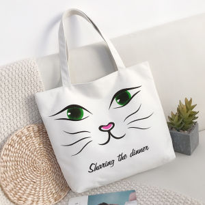 Tote Bag Canvas Resleting Tas Kuliah Canvas Tas bahu cewek Shoulder bag Goodie bag