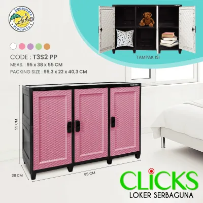 LEMARI PLASTIK SERBAGUNA TABITHA CLICKS T3 S2 PINTU PANJANG [TABBOX]