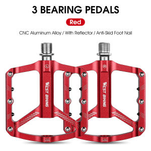 WEST BIKING Mountain Bike Bicycle Pedals 3 Bearing Profile Aluminium Hollow Non-Slip Bike Pedal Ultralight MTB Mountain Bike Pedal