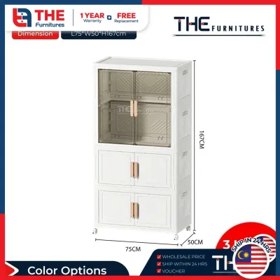 THE L65/75cm Adult Double Open Doors Multipurpose Moveable Foldable Wardrobe Storage Cabinet