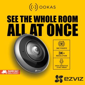 EZVIZ E4p 3K+ Panoramic Fisheye Camera 360&deg View AI Detection Alerts Dual-Band WiFi Magnetic Mount Wireless CCTV