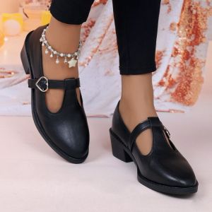 Free Shipping New Autumn/Winter Collection: Plus-Size High-Heeled Shoes For Women Featuring Chunky Heels Fashionable And Unique Patterns And A Convenient Buckle Design For Easy Wear