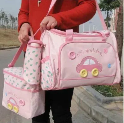 Loveni 3in1 big size nappy cars design bag mommy diaper travel essential bag set