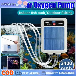 Solar Oxygen Pump Portable USB Rechargeable Quiet Fish Tank Oxygenator Outdoor Fishing Air Pump Pet