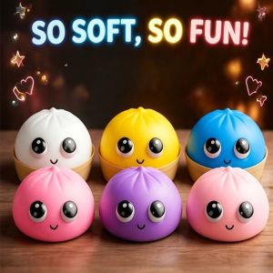 YOUSHI TOP Silicone mềm Đồ chơi mềm 85cm Nhiều màu sắc Đồ chơi giảm căng thẳng Máy hấp Mắt lồi Bánh bao hấp Squishy Quà tặng tiệc