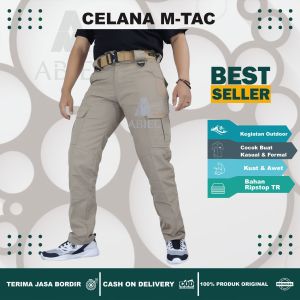 Celana Taktikal Pria M-Tac Panjang Cargo PDL dengan Saku Samping dan Belakang Reinforcement Kaki dan Penutup Loop Hook