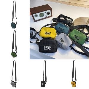 XIMESHAO ที่ห้อยคอ กระเป๋าเหรียญไนลอน สไตล์ญี่ปุ่นแบบ เชือกเส้นเล็ก กระเป๋าสะพายข้างคู่ น่ารักน่ารักๆ ลำลองแบบสบายๆ กระเป๋ารายการขนาดเล็ก เด็กชายเด็กหญิง