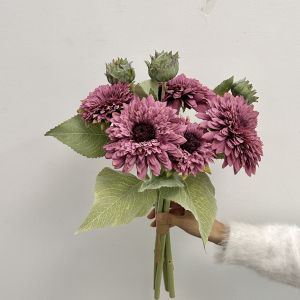 ทานตะวันเทียมเทิร์นซอลดอกไม้ปลอมสำหรับตกแต่งห้องนั่งเล่นในบ้านดอกไม้จำลองช่อดอกไม้