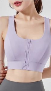 บราสปอร์ตซิปหน้าสำหรับผู้หญิง ทนแรงกระแทก แห้งเร็ว เสื้อโยคะ เสื้อวิ่ง ฟิตเนส ปรับได้ ชุดชั้นในสำหรับออกกำลังกาย